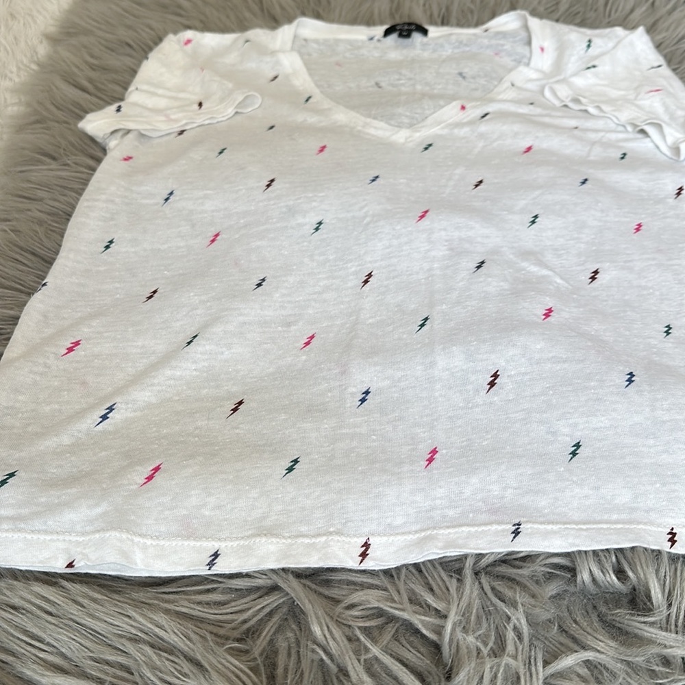 Rails Cara Rainbow Lightning Bolts V-Neck Linen B… - image 3